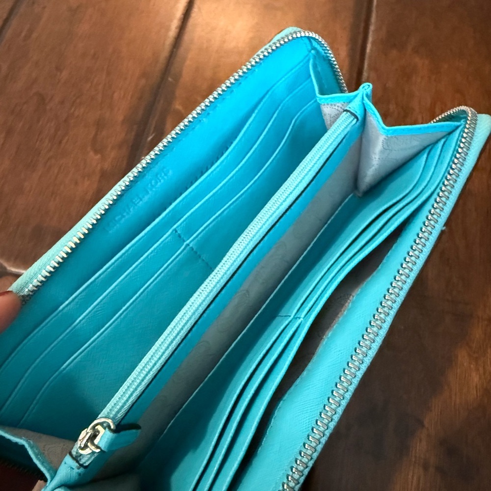 Michael Kors Turquoise Zip-Around Wallet - Picture 2 of 2